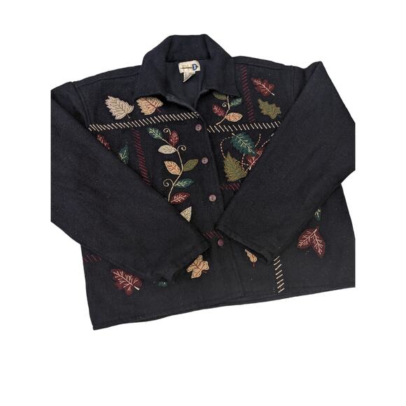 Vintage Paul Harris Jacket Cardigan Sweater Womens Large Leaf Boho 1990s Autumn - Picture 7 of 13